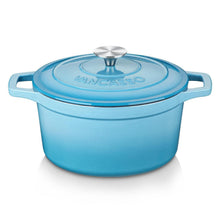 Gusseiserner Bräter 6L mit Deckel, Blau Emaille Topf
