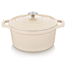 Gusseiserner Bräter mit Deckel, 5L, Creme Weiß