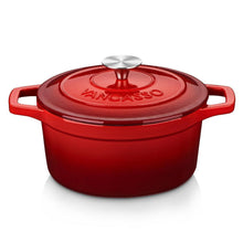 Gusseiserner Bräter mit Deckel – Rot, 3L