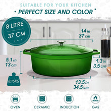 Gusseiserner Bräter 8L oval mit Deckel – Induktion & Ofenfest