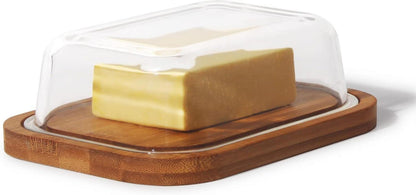 Theo&Cleo Butterdose Glas Bambus Hochwertiger Deckel 250g