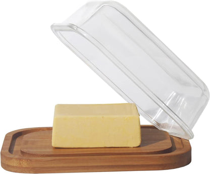 Theo&Cleo Butterdose Glas Bambus Hochwertiger Deckel 250g