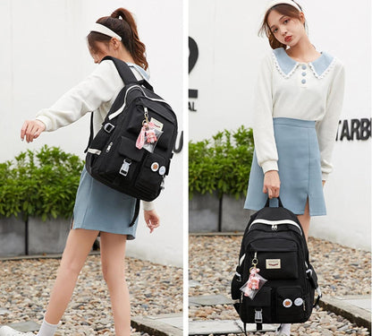 Makukke Rucksack Damen Cute Anime Schulrucksack Mädchen Teenager 2-rot