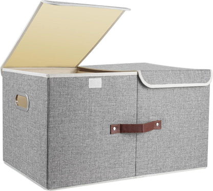 Aufbewahrungsbox mit Deckel und Fächern, Faltbar, Waschbar, Grau