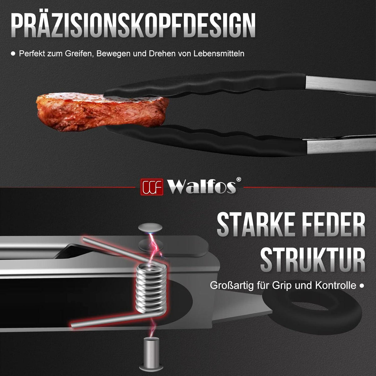 Küchenzange Set Hitzebeständige Silikonspitzen 3er-Set 18cm 23cm