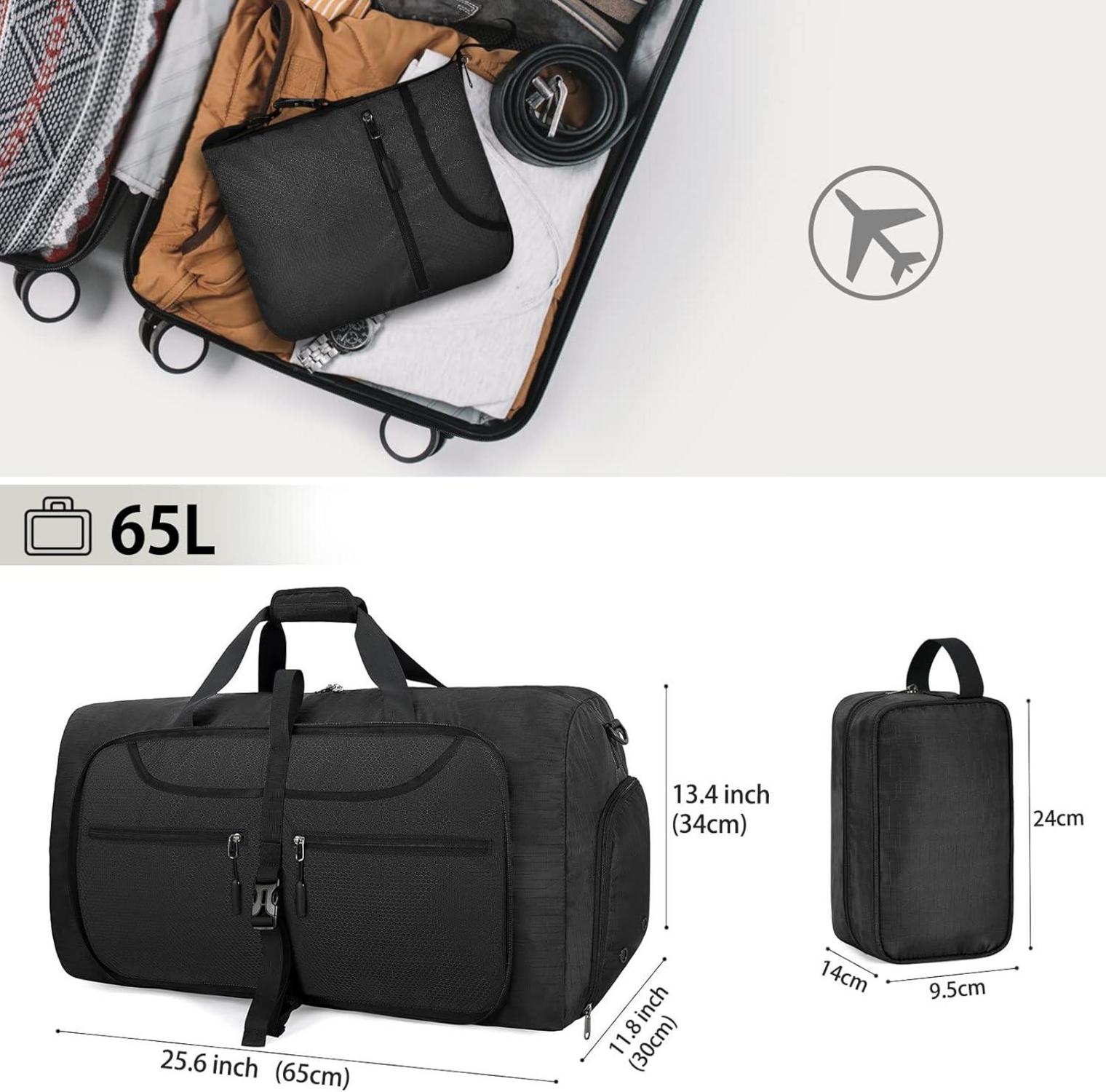 Große Faltbare Reisetasche mit Schuhfach und Kulturbeutel
