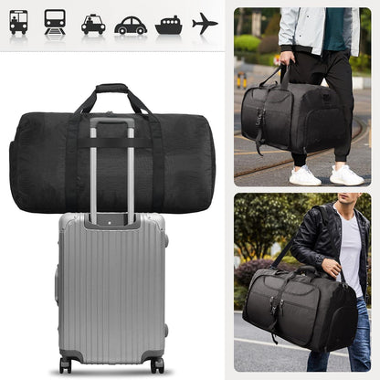 Lubardy Große Faltbare Reisetasche Herren Damen 65L 80L 100L Schwarz