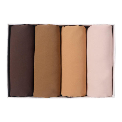 Chiffon Hijab Schal Damen Premium Weich 4er Set Geschenkbox
