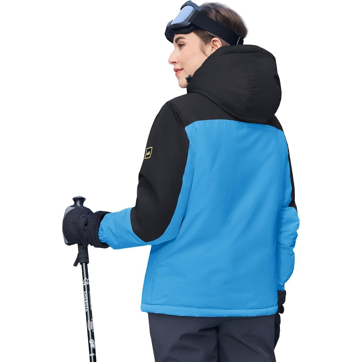 Damen Skijacke Winterjacke Fleece Parka Blau Schwarz XXL