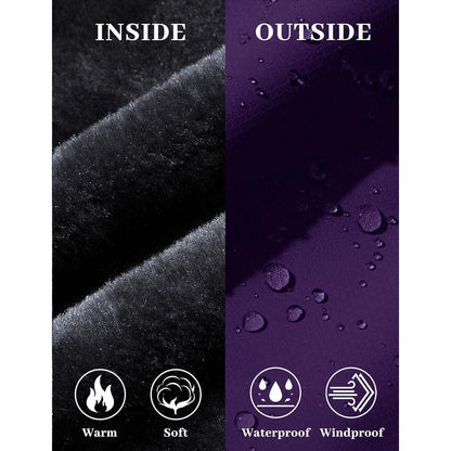 Damen Winterjacke Wasserdicht Winddicht mit Fleece Dunkelviolett