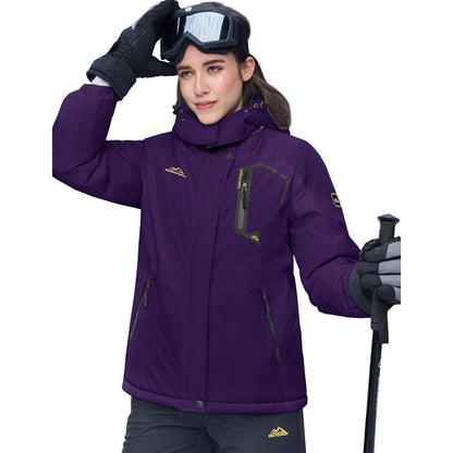 Damen Winterjacke Wasserdicht Winddicht mit Fleece Dunkelviolett
