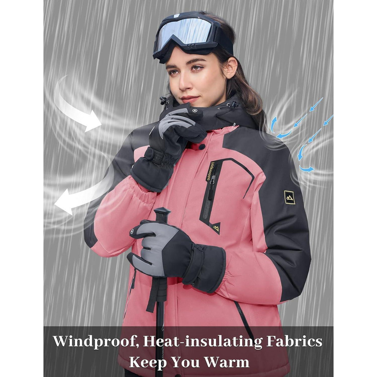 Damen Skijacke Winterjacke mit Fleece – Wasserdicht & Winddicht