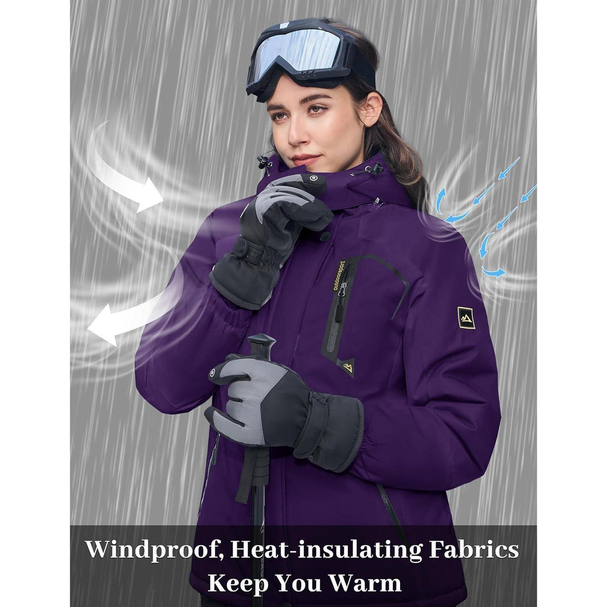 Damen Winterjacke mit Fleece – Wasserdicht & Winddicht – Dunkelviolett
