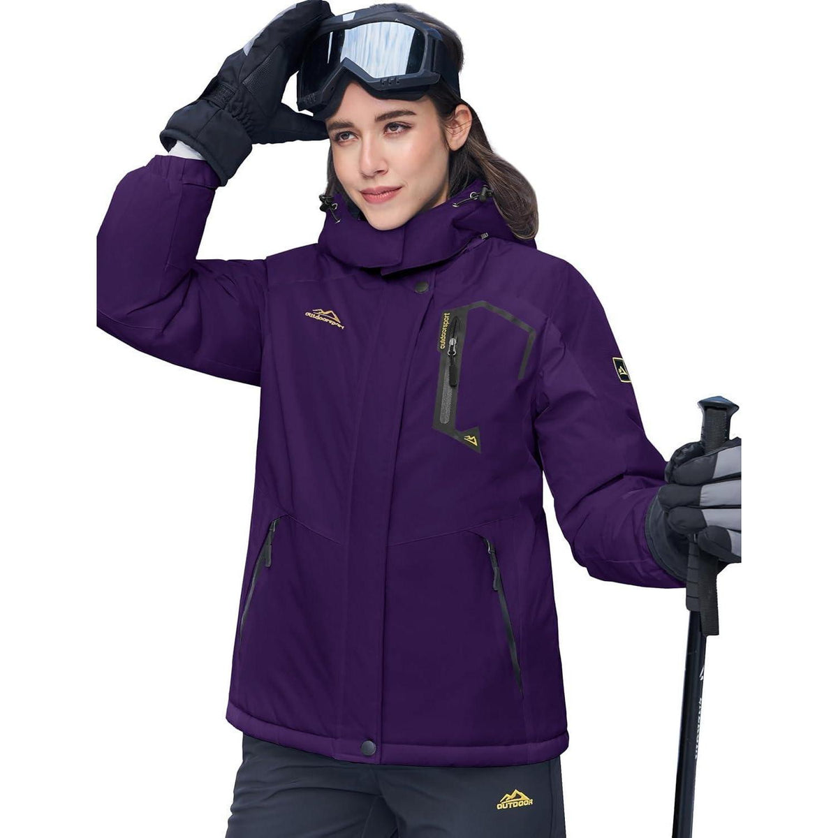 Damen Winterjacke mit Fleece – Wasserdicht & Winddicht – Dunkelviolett