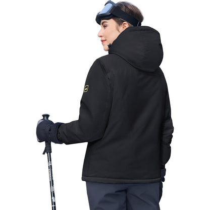Damen Skijacke Winterjacke Fleece Parka Wasserdicht Schwarz XXL