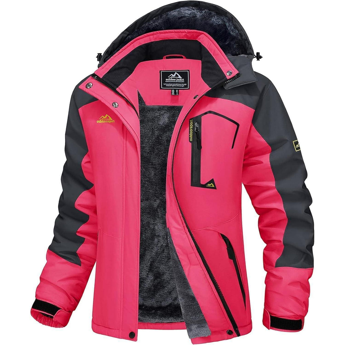 Damen Skijacke Winterjacke Fleece Parka Rosa