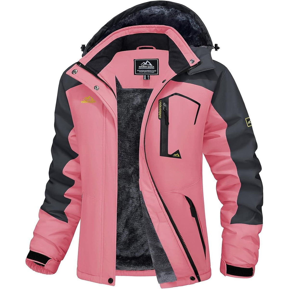 Damen Winterjacke mit Fleece, wasserdicht, Rosig L