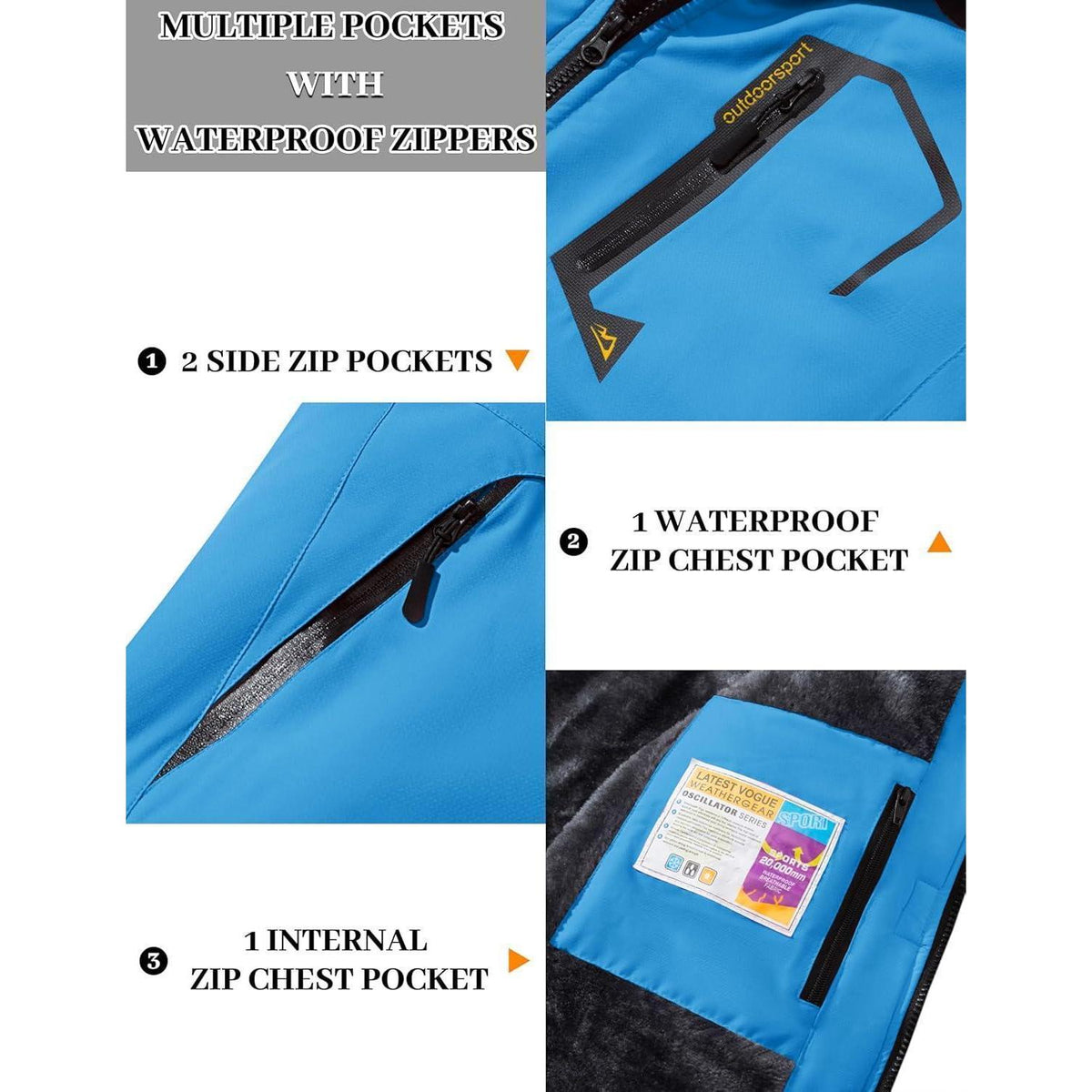 Damen Winterjacke mit Fleece – Wasserdicht & Winddicht – Blau/Schwarz