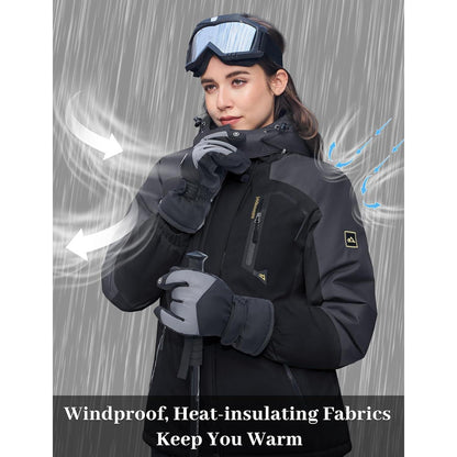 Damen Skijacke Winterjacke Fleece Parka Wasserdicht XXL