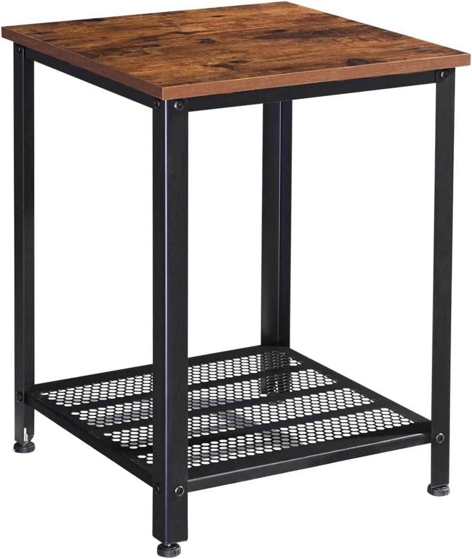 Beistelltisch Industrie-Design, Nachttisch mit 2 Ebenen, Sofatisch 42