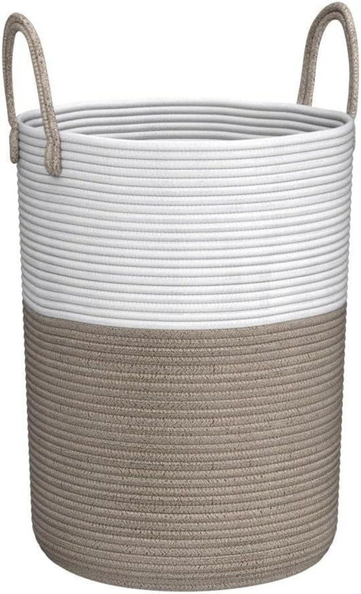 SYLANDO Wäschekorb mit Henkel 58L Geflochten Braun 38x50 CM