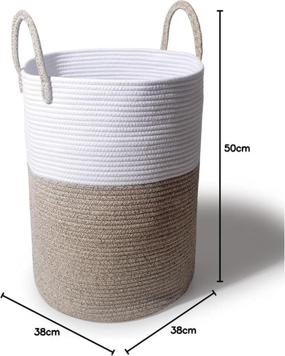 SYLANDO Wäschekorb mit Henkel 58L Geflochten Braun 38x50 CM