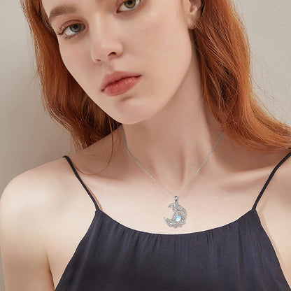 925 Sterling Silver Moon Pendant Necklace Jewelry Gift Women Girls