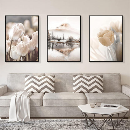Poster Set 3er Beige Vintage – Wandbilder Schlafzimmer Wohnzimmer