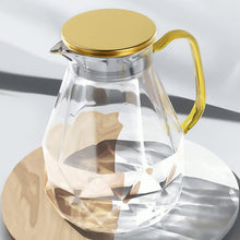 Glaskaraffe mit goldenem Deckel 2 Liter Diamant-Design