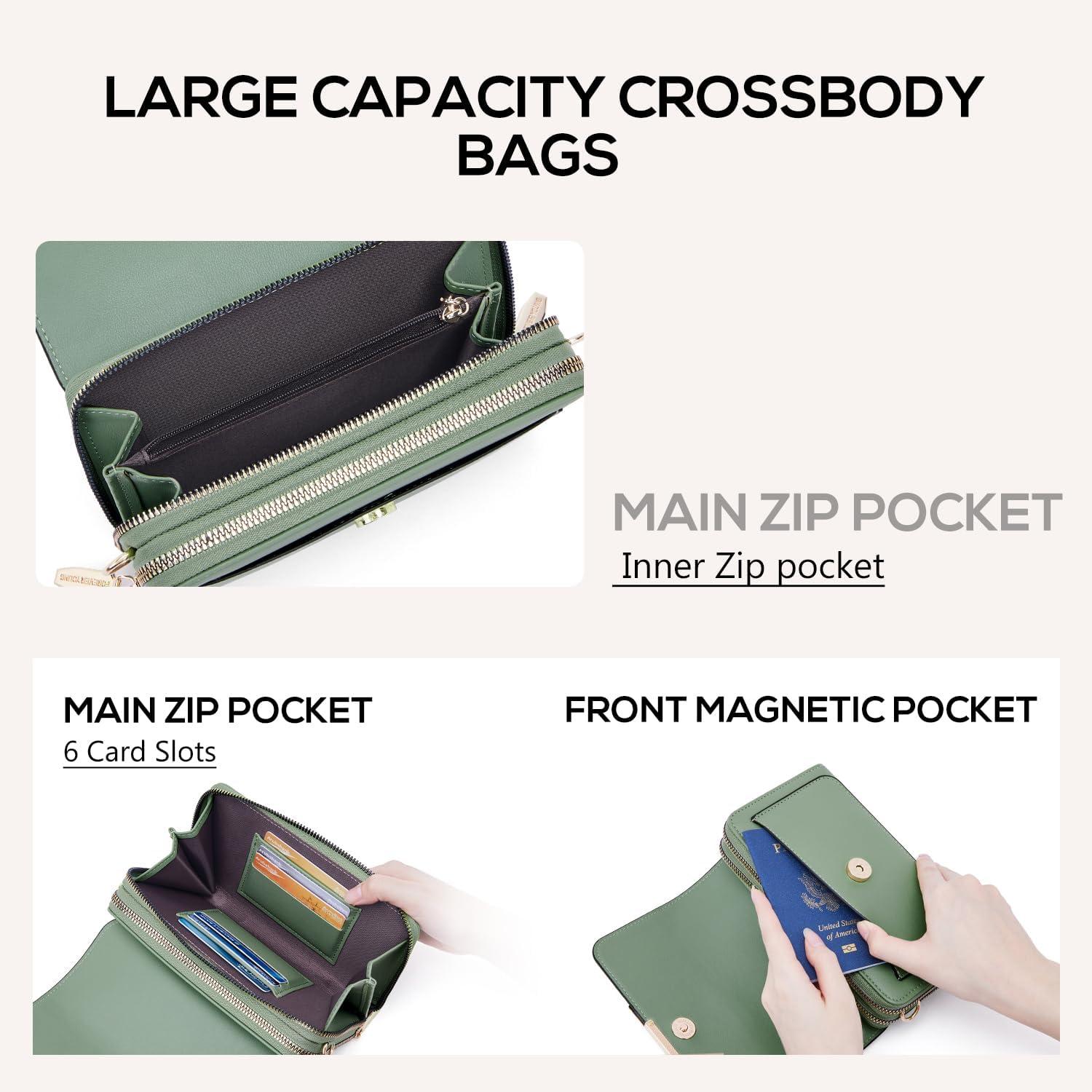 Kleine Damen Umhängetasche Leder Handy Crossbody Schultertasche A-grün