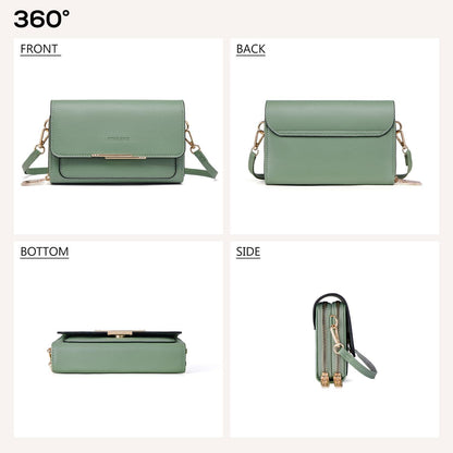 Kleine Damen Umhängetasche PU Leder Crossbody A-grün