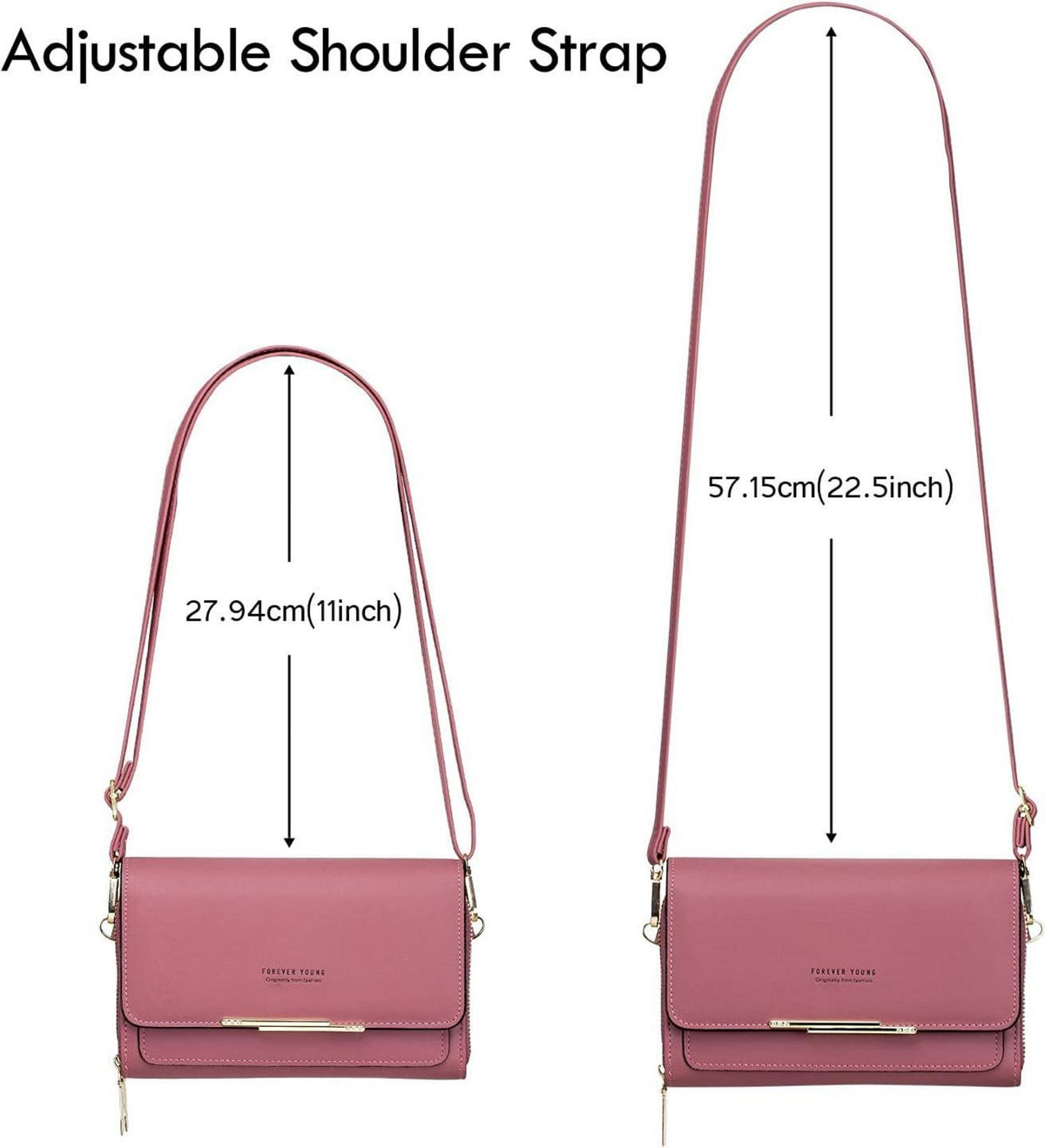Kleine Damen Umhängetasche PU Leder Schultertasche mit Kartenschlitz