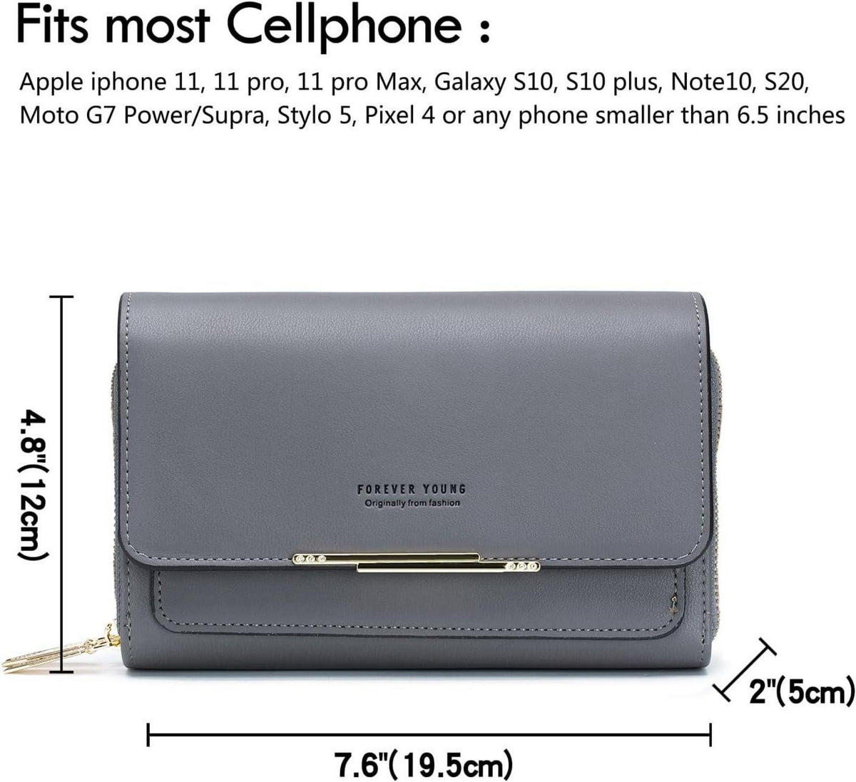 Kleine Damen Umhängetasche PU Leder Crossbody Schultertasche mit Kartenschlitz - Dunkelgrau