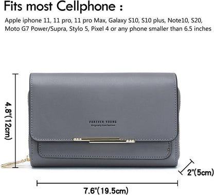 Kleine Damen Umhängetasche PU Leder Crossbody Schultertasche mit Kartenschlitz - Dunkelgrau