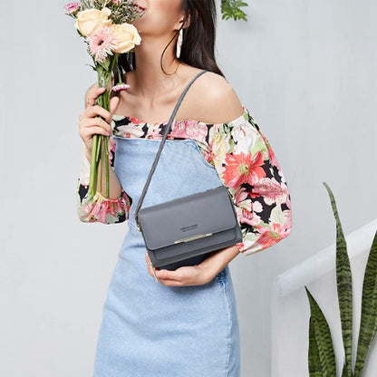 Kleine Damen Umhängetasche PU Leder Crossbody Schultertasche mit Kartenschlitz - Dunkelgrau