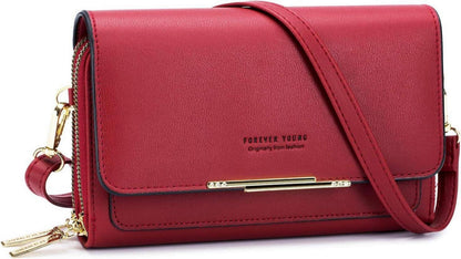 Roulens Handytasche Damen PU Leder Umhängetasche Weinrot