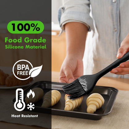 Silikon Backpinsel Set für Küche BBQ Grill Schwarz