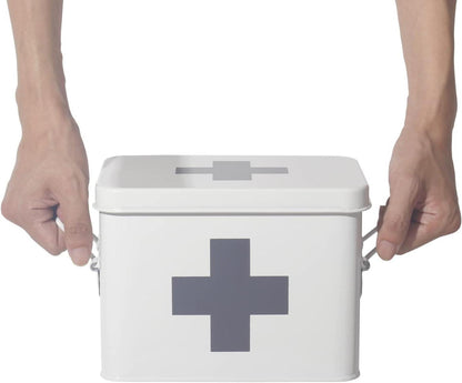 Erste Hilfe Medizin Koffer Metall Retro 22x16x16 cm