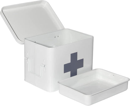 Medizin Box Metall Erste Hilfe Koffer Arzneischrank Retro 22x16x16