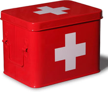 Medizinbox Metall Erste Hilfe Koffer Arzneischrank Retro 22x16x16 cm