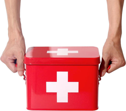 Medizinbox Metall Erste Hilfe Koffer Arzneischrank Retro 22x16x16 cm