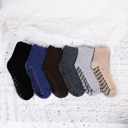 6 Paar flauschige Thermo-Socken mit Anti-Rutsch-Griff