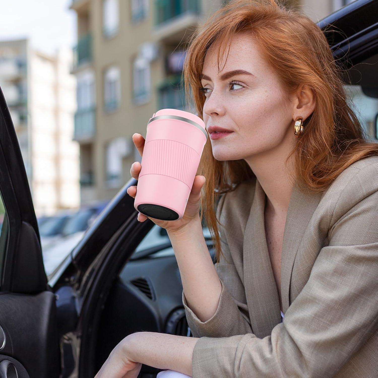 Thermobecher Edelstahl Isolierbecher Travel Mug 380ML Rosa