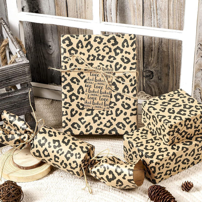 Kraft Geschenkpapier Rolle Leopardenmuster 43x10m