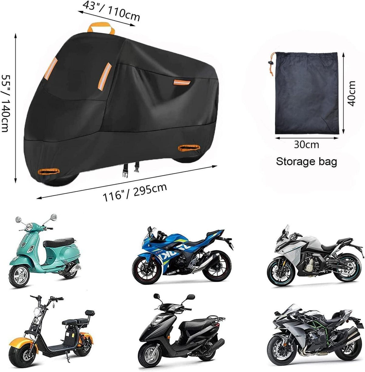 Motorrad Abdeckplane 300D Wasserdichte Outdoor Abdeckhaube XL