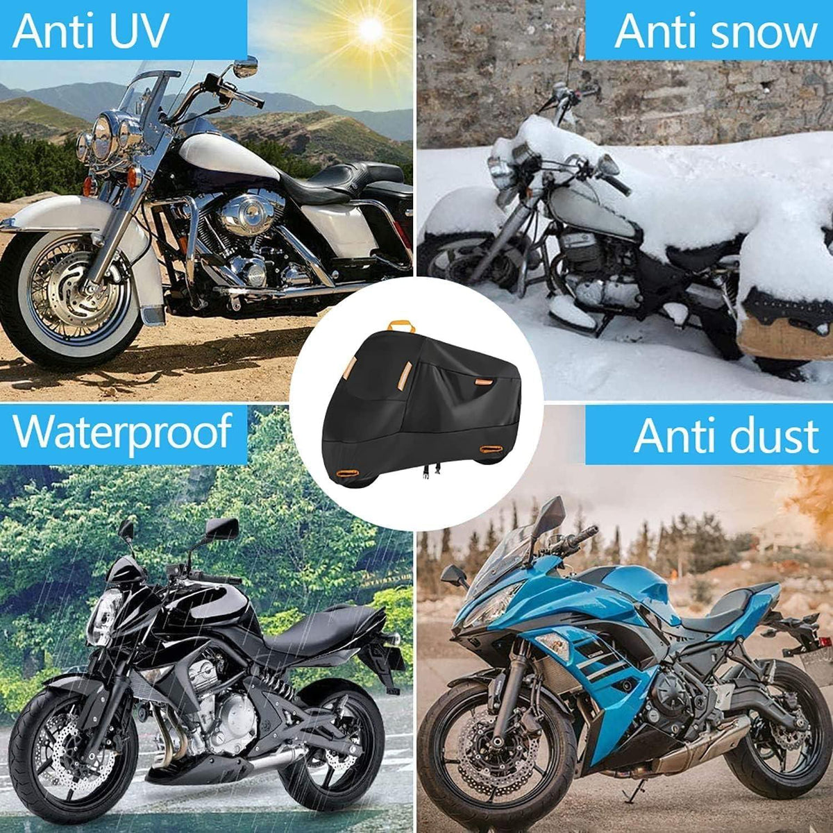 Motorradabdeckplane 300D Wasserdicht Oxford Abdeckhaube XL 220x95x125 cm