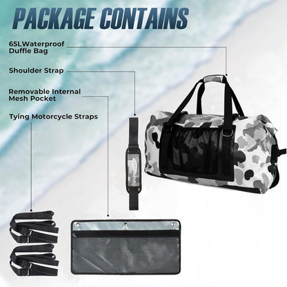 65L Wasserdichte Duffelbag – Reisetasche für Motorrad & Wassersport