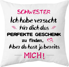 Schwester Geschenk Kissenbezug 40x40cm Weiß Weihnachten Birthday