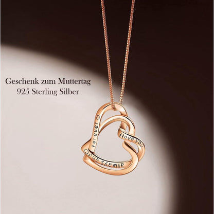 Halskette Damen 925 Sterling Silber Herzanhänger Rosegold