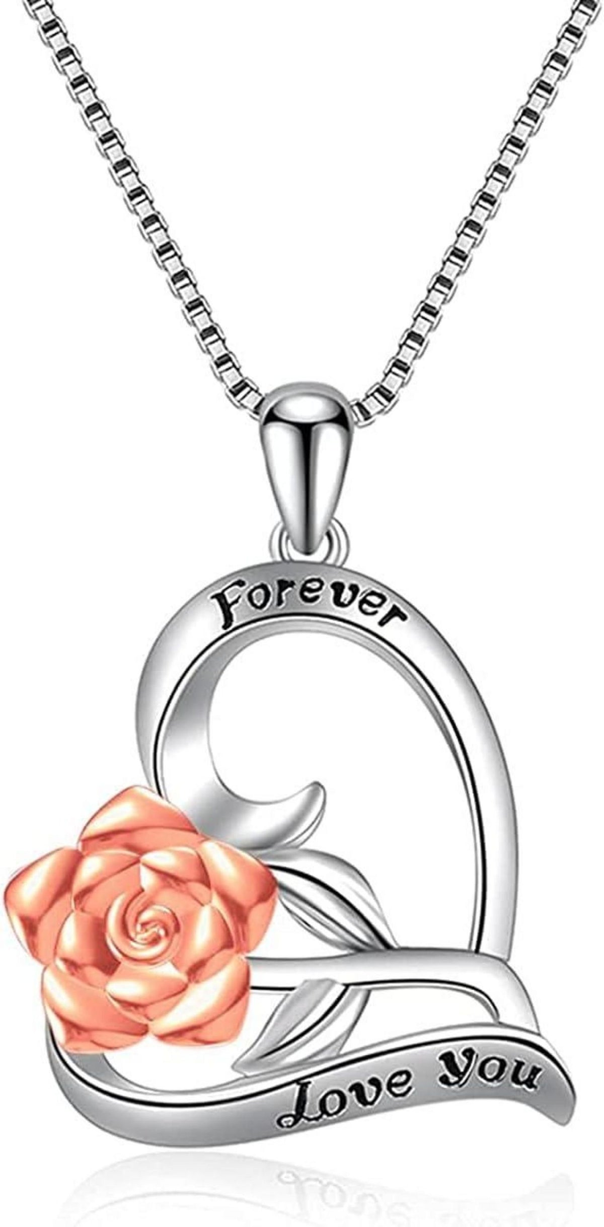 Herzkette Damen 925 Sterlingsilber Rosenanhänger SEO optimiert